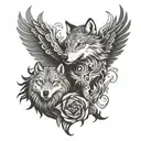 wolf and phoenix tattoo design idea