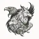 wolf and phoenix tattoo design idea