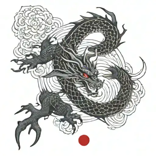 Black Dragon, Pisces Feburary 29th 2008 together tattoo design idea