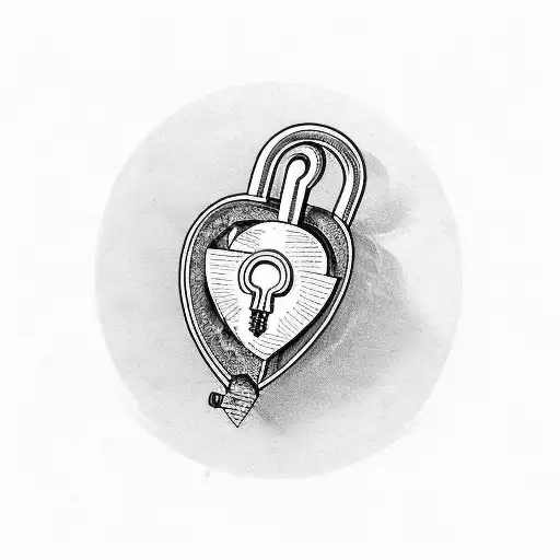 mechanical heart with key shaped lock tattoo design idea
