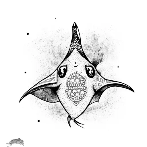 Stingray with sharks tattoo design idea