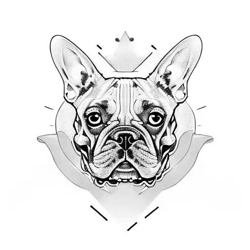 French bulldog skull evil scary tattoo design idea