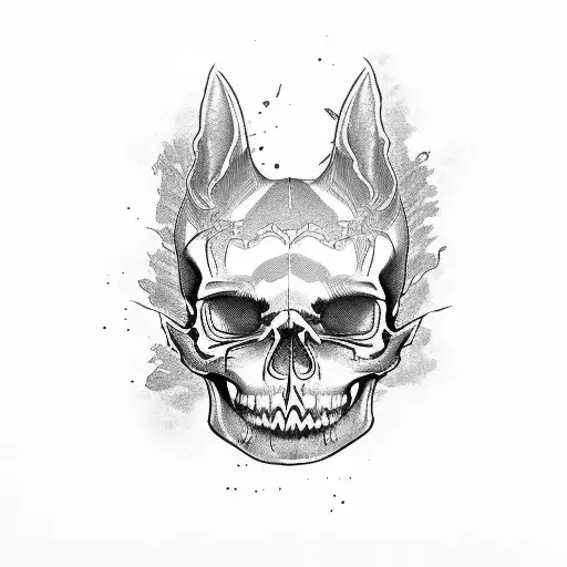 Frenchie skull evil scary tattoo design idea