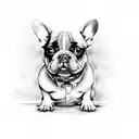 French bulldog skull tattoo design idea