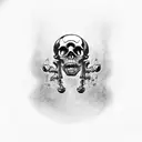 Frenchie skull evil scary tattoo design idea