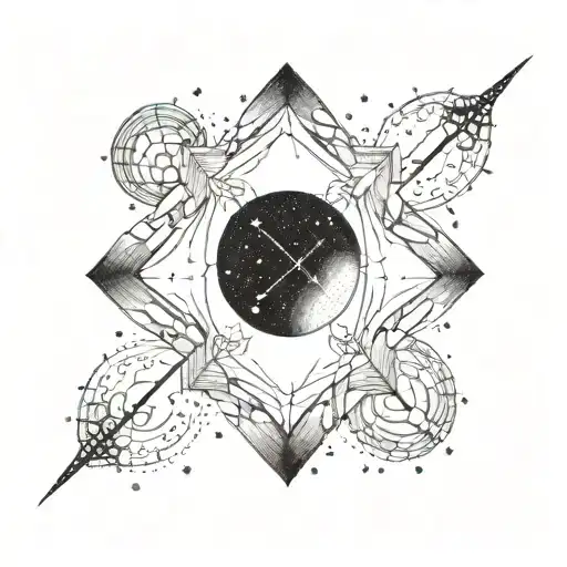 virgo and sagittarius constellation overlapping tattoo design idea