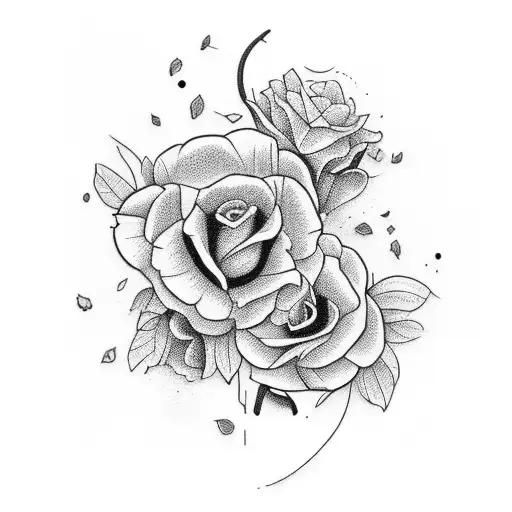 flores de tangerina preta e vermelha oldschool tattoo design idea