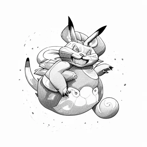 bugs bunny, pikachu, Tom & Jerry, charmanda, blastoise, kayote, speedy Gonzales,  tattoo design idea