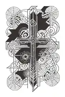 negative space cross tattoo design idea
