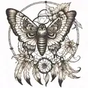 moth and dreamcatcher pyramid eyes tattoo design idea