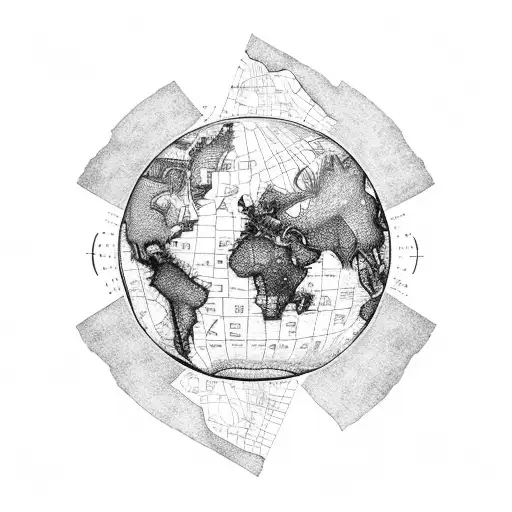 A detailed map of the world with landmarks from your favorite video games incorporated tattoo design idea