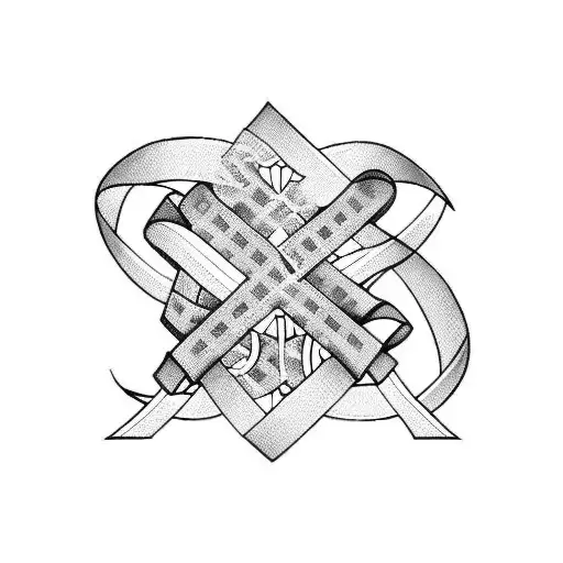 cancer ribbon with cross tattoo design idea