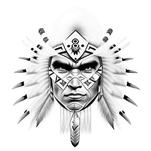 indigenous warrior tattoo design idea