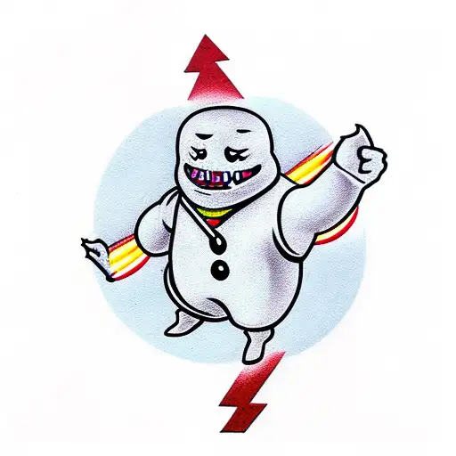Marshmallow man zapped by ghostbusters tattoo design idea