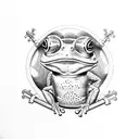 frog with pipe tattoo design idea