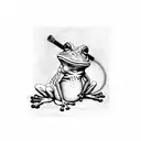 frog with pipe tattoo design idea