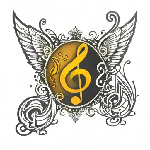 Music notes forming, BTS logo  tattoo design idea