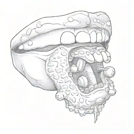 a tongue with piercings tattoo design idea