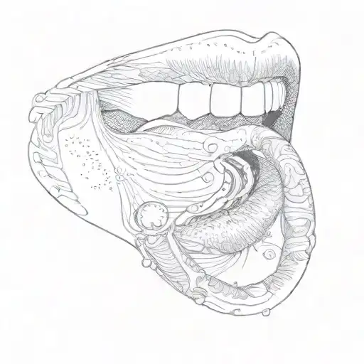 a tongue with piercings tattoo design idea