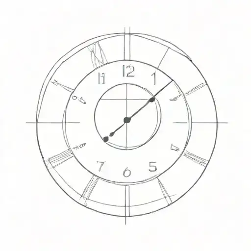 minimalistic clock face, without numbers, clock's hands show fifty five minutes to eleven tattoo design idea