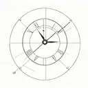minimalistic clock face, without numbers, clock's hands show fifty five minutes to eleven tattoo design idea