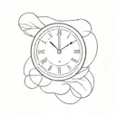 minimalistic clock face, without numbers, clock's hands show fifty five minutes to eleven tattoo design idea