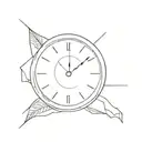 minimalistic clock face, clock's hands show two minutes to twelve steps  tattoo design idea