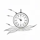 minimalistic clock face, clock's hands show two minutes to twelve steps  tattoo design idea