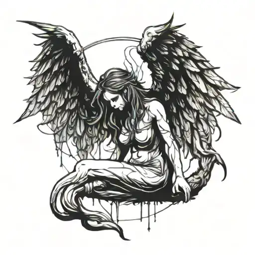 fallen angel gore symmetric tattoo design idea