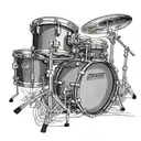 A realistic portrait of a drum set with intricate details and shading tattoo design idea