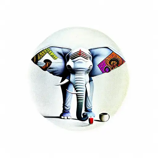 salvador dali elephant with lastsupper mix tattoo design idea