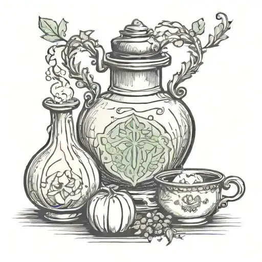 magic potions inspired by Wiccan tattoo design idea