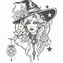 witchy style tattoo tattoo design idea