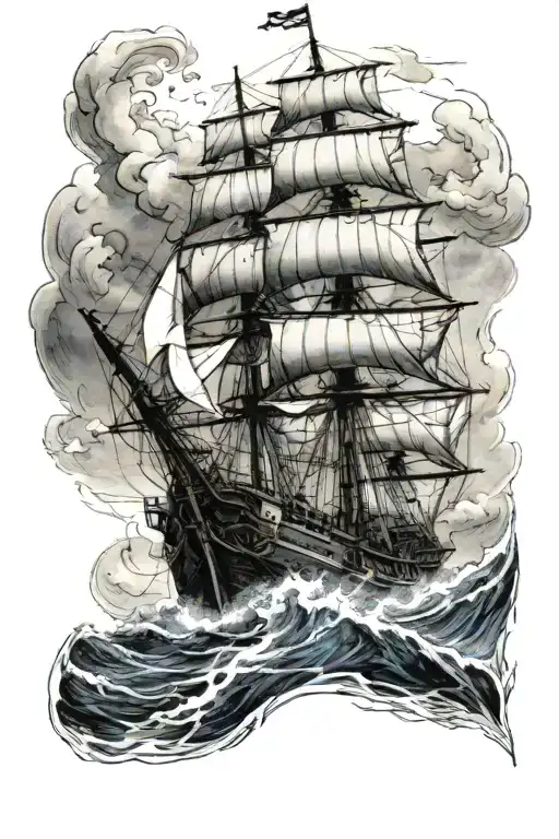 ship in rough seas never made tattoo design idea
