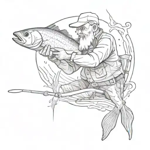 grandad fishing / kidney cancer tattoo design idea