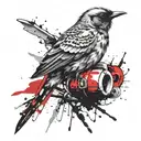 bird standing on grenade tattoo design idea
