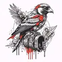 bird standing on grenade tattoo design idea