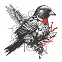 bird standing on grenade tattoo design idea