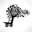 Tree con flower with an Antique wheelbarrow  tattoo design idea