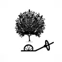 Tree con flower with an Antique wheelbarrow  tattoo design idea