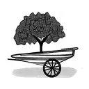 Tree con flower next to an Antique wheelbarrow in a setting tattoo design idea