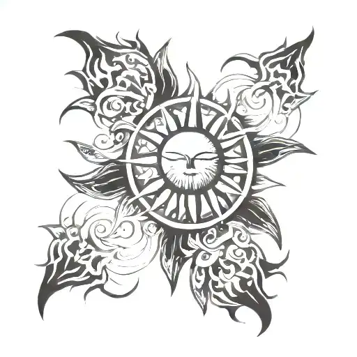 blazing sun shining tattoo design idea
