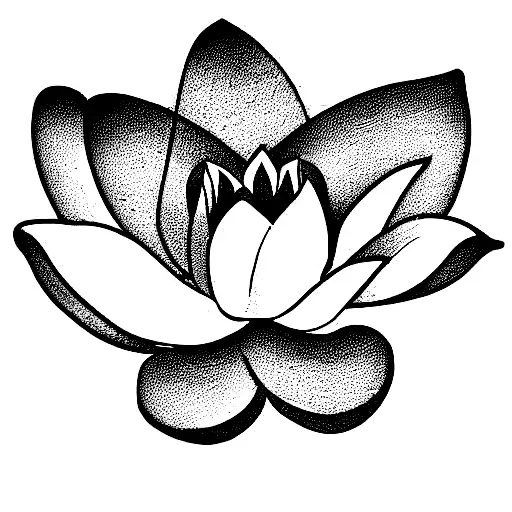 Lotus Flower on stem with leaf tattoo design idea