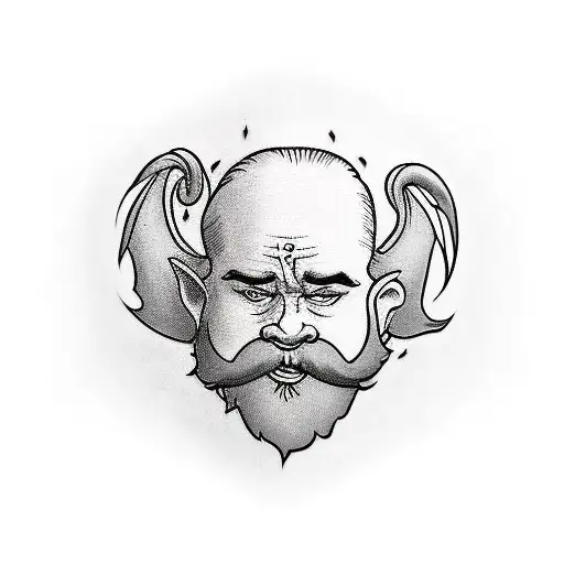 dwarf from chouffe beer go down on a parachute  tattoo design idea