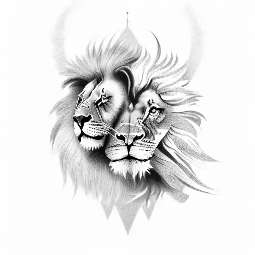 Combine a lion and an eagle in a dynamic pose symbolizing strength and freedom tattoo design idea