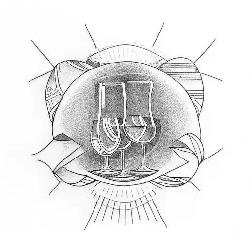 wine glass tattoo design idea