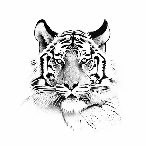 A video game controller merging with a tigress, symbolizing the client's love for gaming and tigers tattoo design idea