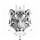 A video game controller merging with a tigress, symbolizing the client's love for gaming and tigers tattoo design idea