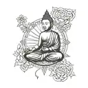 meditating buddhist in peace small symbol tattoo design idea
