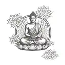 meditating buddhist in peace small symbol tattoo design idea